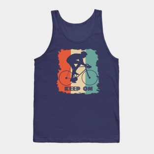 Vintage Retro Cyclist Keep On Distressed Tank Top